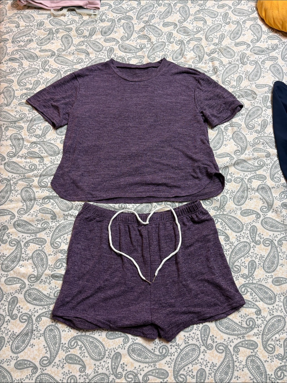 Purple Women's Lounge Set - Cozy Short Sleeve Top & Shorts